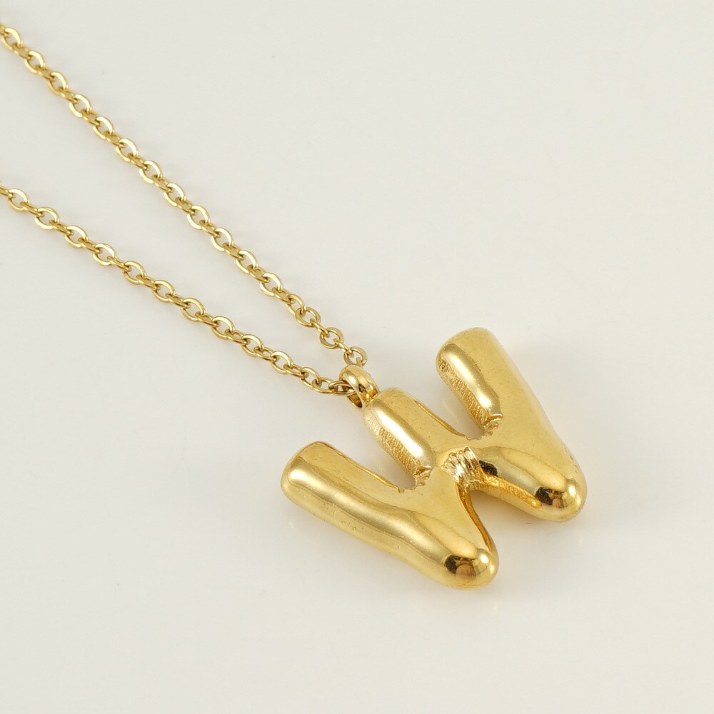 Gold color / 1 Piece Simple Series Simple Letter W Stainless Steel 18K Gold Plated Women's Pendant Necklaces Picture23